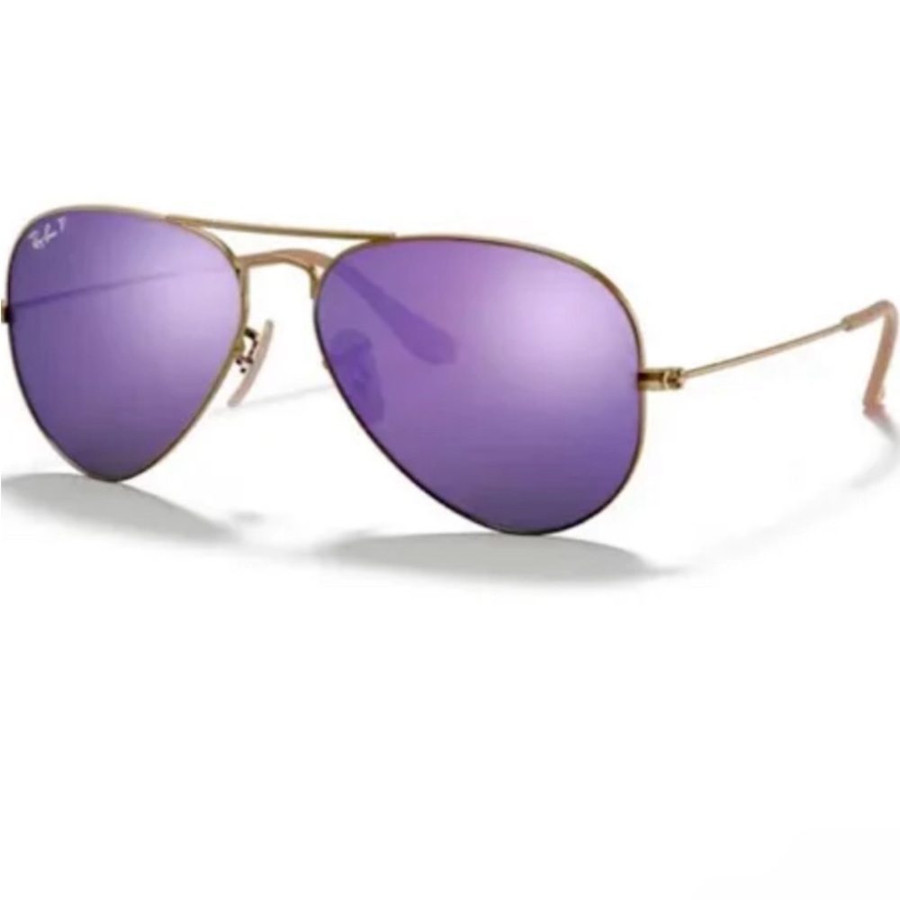 Ray-Ban Aviator Sunglasses with Purple Lenses- polarized